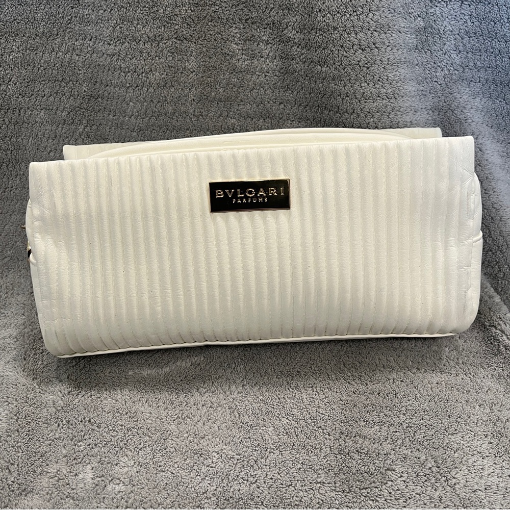 BVLGARI Cosmetics Case white with gold zipper